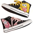 画像1: 23 Men's Unisex Sponge Bob ＆ Patrick high-top lace-up sneakers basketball shoes  スポンジボブ  パトリック ハイカット キャンバス レースアップ スニーカー バスケットシューズ (1)