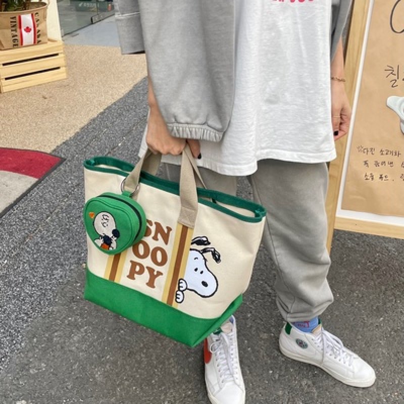 画像6: Snoopy cartoon cute canvas large-capacity messenger tote Shoulder handbag スヌーピーラージサイズキャンバスショルダートートバッグ ショッピングエコバッグ (6)