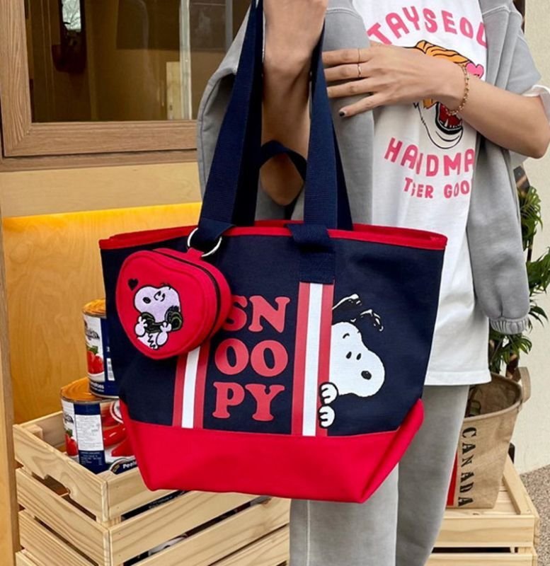 画像7: Snoopy cartoon cute canvas large-capacity messenger tote Shoulder handbag スヌーピーラージサイズキャンバスショルダートートバッグ ショッピングエコバッグ (7)