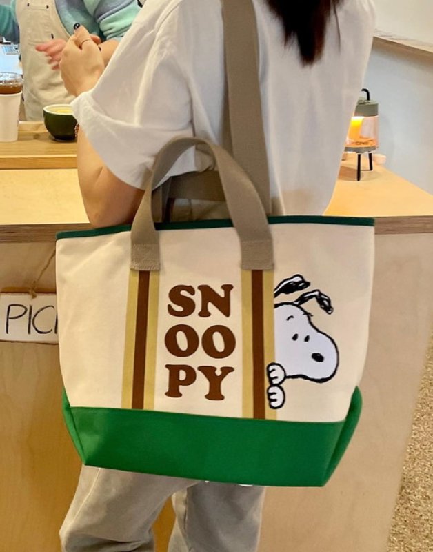 画像11: Snoopy cartoon cute canvas large-capacity messenger tote Shoulder handbag スヌーピーラージサイズキャンバスショルダートートバッグ ショッピングエコバッグ (11)