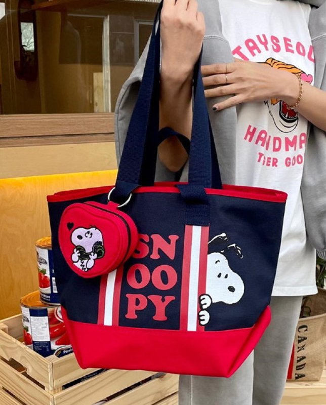 画像12: Snoopy cartoon cute canvas large-capacity messenger tote Shoulder handbag スヌーピーラージサイズキャンバスショルダートートバッグ ショッピングエコバッグ (12)