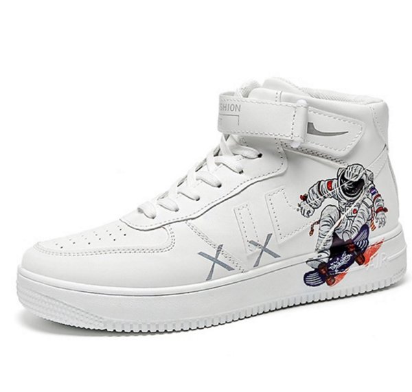 画像1: NASA x Astronaut Lace-up Sneakers  ユニセックス男女兼用NASAナサ×宇宙飛行士ハイトップハイカットレザースニーカー レースアップ スニーカー (1)