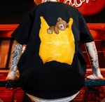 画像6: Unisex hip hop cash register bag bear print round neck Half sleeveT-shirt　 ユニセックス男女兼用レジバッグベア熊プリント半袖 Tシャツ (6)
