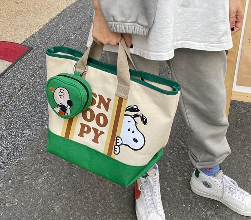 画像3: Snoopy cartoon cute canvas large-capacity messenger tote Shoulder handbag スヌーピーラージサイズキャンバスショルダートートバッグ ショッピングエコバッグ (3)