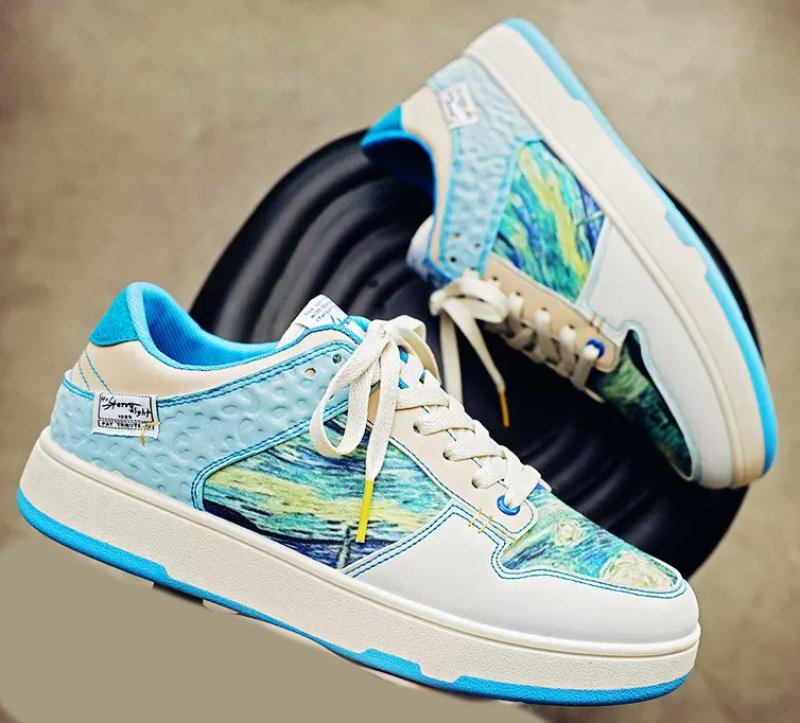 画像6:  Unisex Mens Landscape paintingprint sneakers ユニセックス メンズ風景画プリント レースアップ スニーカー (6)