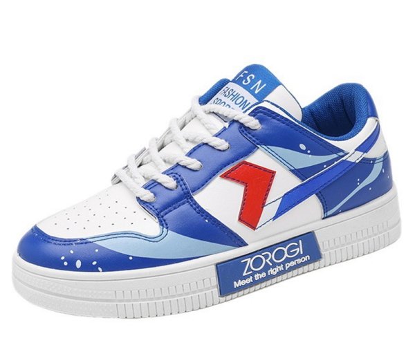 画像1:  Unisex Mens blue paint Landscape paintingprint sneakers ユニセックス メンズブルーペイントプリント レースアップ スニーカー (1)