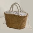 画像6: French rattan basket tote bag  Straw woven bag 　フレンチスタイル籠かごトートバッグバスケットバッグ (6)