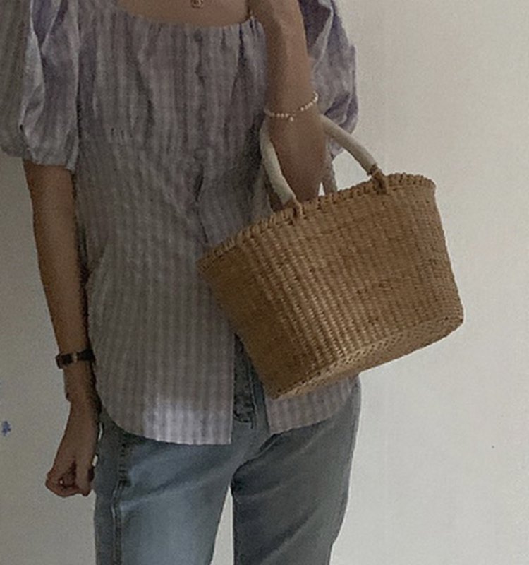 画像4: French rattan basket tote bag  Straw woven bag  フレンチスタイル籠かごトートバッグバスケットバッグ (4)