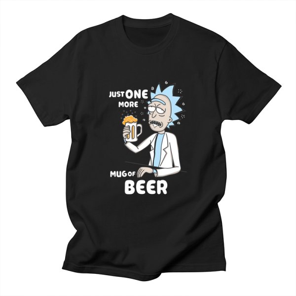 画像1: Unisex  Rick and Morty joint men drinking beer round neck T-shirt　 ユニセックス男女兼用リック・アンド・モーティ ジョイント  ビール ゴースト半袖 Tシャツ (1)