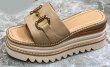 画像2: Sponge cake square toe metal buckle genuine leather wedge  sandals slippers  スポンジケーキスクエアトゥメタルバックルレザーウェッジ厚底スリッパサンダル  (2)