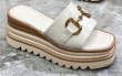 画像3: Sponge cake square toe metal buckle genuine leather wedge  sandals slippers  スポンジケーキスクエアトゥメタルバックルレザーウェッジ厚底スリッパサンダル  (3)