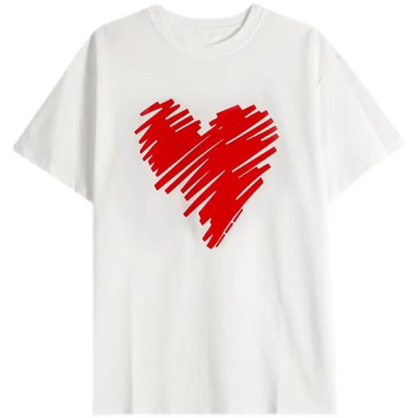 画像1: slash heart Print T-shirt　スラッシュハートプリント半袖袖Tシャツ  (1)
