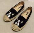 画像2: women's Dog embroidery espadrille slip-on flat shoes  Pumps　ドッグ犬刺繍フラットエスパドリーユパンプス　 (2)