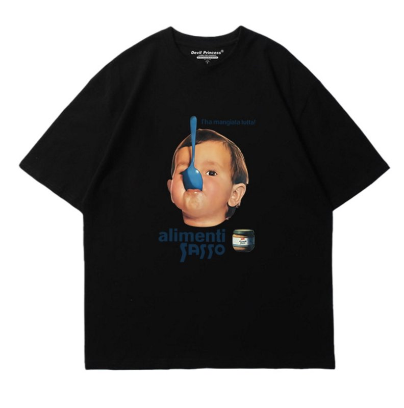 画像2: SALE セール Unisex spoon baby print round neck Half sleeveT-shirt　 ユニセックス男女兼用スプーンベビープリント半袖 Tシャツ (2)