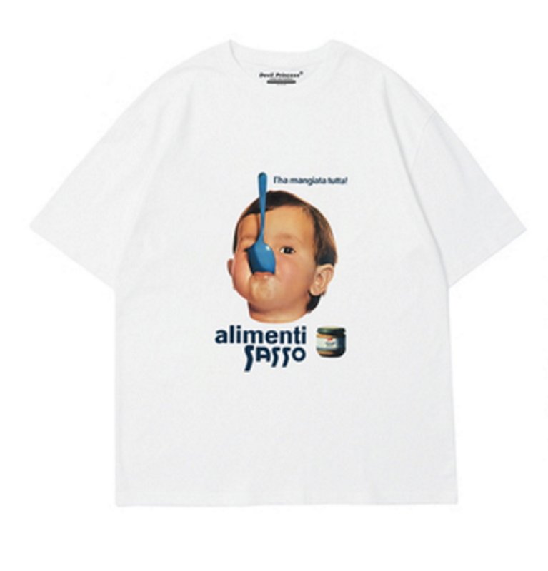 画像3: SALE セール Unisex spoon baby print round neck Half sleeveT-shirt　 ユニセックス男女兼用スプーンベビープリント半袖 Tシャツ (3)