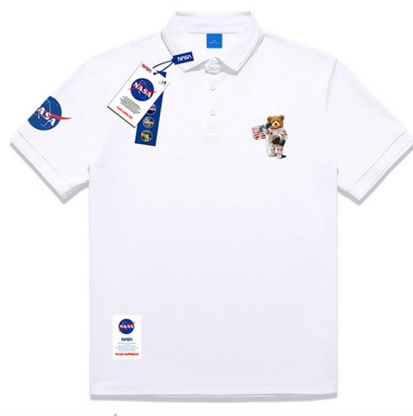 画像2: SALE セール Unisex NASA x One Point Bear polo shirt Half sleeveT-shirt　 ユニセックス男女兼用ナサ×ワンポイントベア ポロシャツ (2)