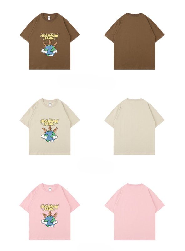 画像18: Unisex earth bear print round neck Half sleeveT-shirt  ユニセックス男女兼用アースベアプリント半袖 Tシャツ (18)