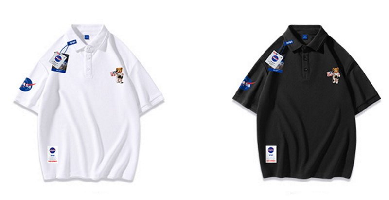 画像5: Unisex NASA x One Point Bear polo shirt Half sleeveT-shirt  ユニセックス男女兼用ナサ×ワンポイントベア ポロシャツ (5)