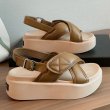 画像2: muffin thick bottom wedge  sandals slippers  ソフトソール厚底ウェッジプラットフォームバックベルトサンダル  (2)