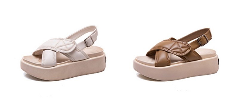 画像3: muffin thick bottom wedge  sandals slippers  ソフトソール厚底ウェッジプラットフォームバックベルトサンダル  (3)