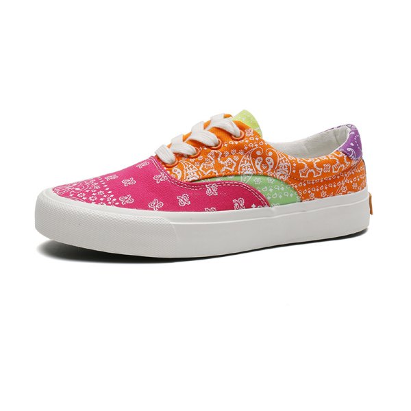 画像1: 23 Men's PAISLEY BANDANA PRINT LACE-UP LEATHER SNEAKERS  shoes ユニセックス男女兼用 バンダナプリント スニーカーペイズリーバンダナ柄レースアップ カジュアル シューズ (1)