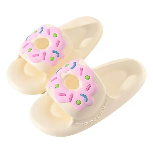 画像1: with slipper donut sandals flip flops slippers  ユニセックドーナツ付きフラットサンダル フリップフロップビーチサンダル スリッパ (1)