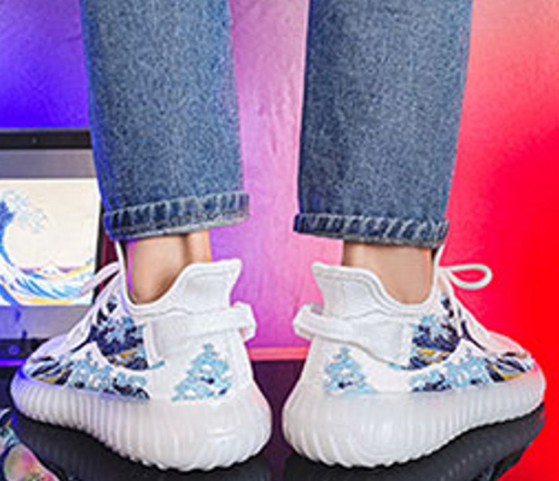 画像5: Men's Coconut style ukiyo-e wave & crane LACE-UP SNEAKERS shoes  ユニセックス男女兼用ココナッツスタイル浮世絵波&鶴レースアップ スニーカー カジュアル シューズ (5)