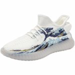 画像1: Men's Coconut style ukiyo-e wave & crane LACE-UP SNEAKERS shoes 　ユニセックス男女兼用ココナッツスタイル浮世絵波&鶴レースアップ スニーカー カジュアル シューズ (1)