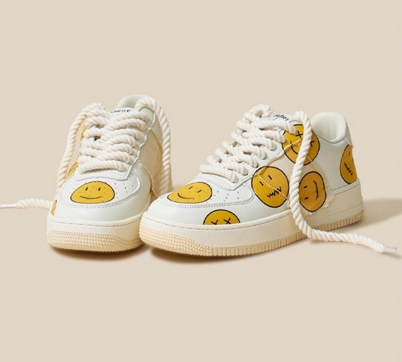 画像4: Smile Face lace-up sneakers　ユニセックス男女兼用スマイルプリントレザーレースアップレザースニーカー (4)