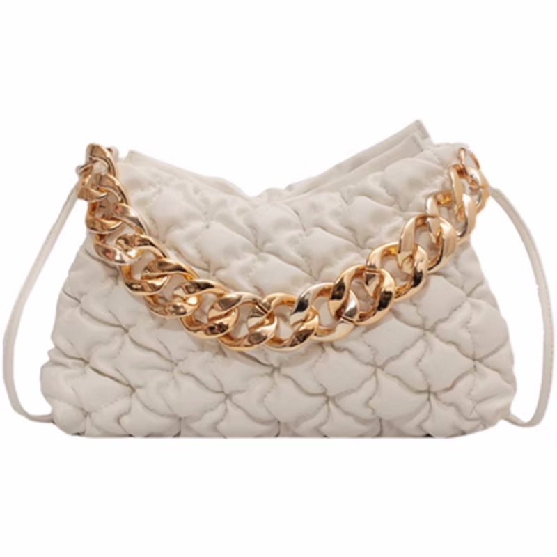 画像2: QUILTED LEATHER CHAIN HANDLE BAG Tote shoulder Bag Messenger bag  ユニセックス  キルティングレザーチェーンハンドルトートショルダーバック ママバッグ (2)