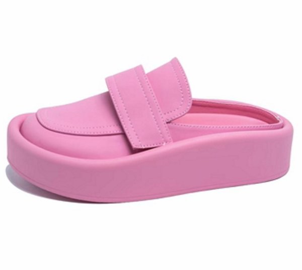画像1: soft leather Baotou half slippers sandals flip flops slippers  厚底プラットホームレザーハーフローファーサンダル フリップフロップサンダル スリッパ (1)