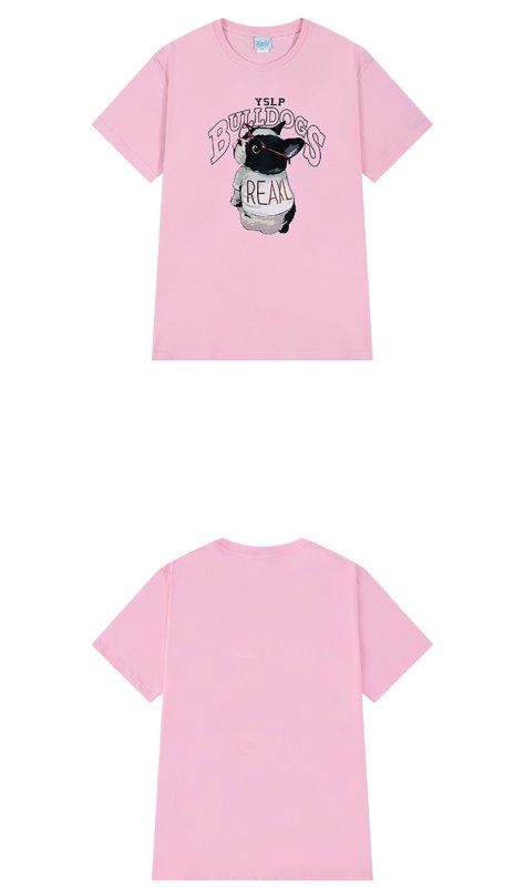 画像7: Unisex bulldog print T-shirt print round neck Half sleeveT-shirt  ユニセックス男女兼用ブルドッグプリント半袖 Tシャツ (7)