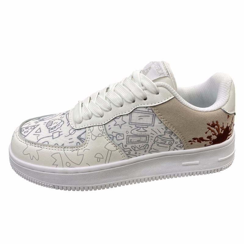 画像1: Men's graffiti embroidered skate shoes LACE-UP SNEAKERS shoes 　ユニセックス男女兼用グラフィティ エンブロイダリーレースアップ スニーカー カジュアル シューズ (1)
