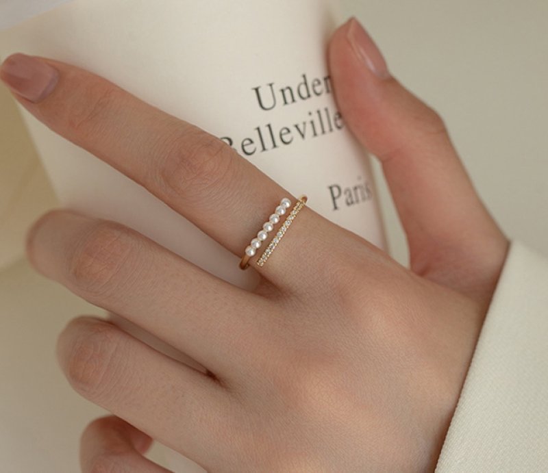 画像4: pearl zircon index finger ring パール&ジルコニアインデックスフィンガーリング指輪 (4)