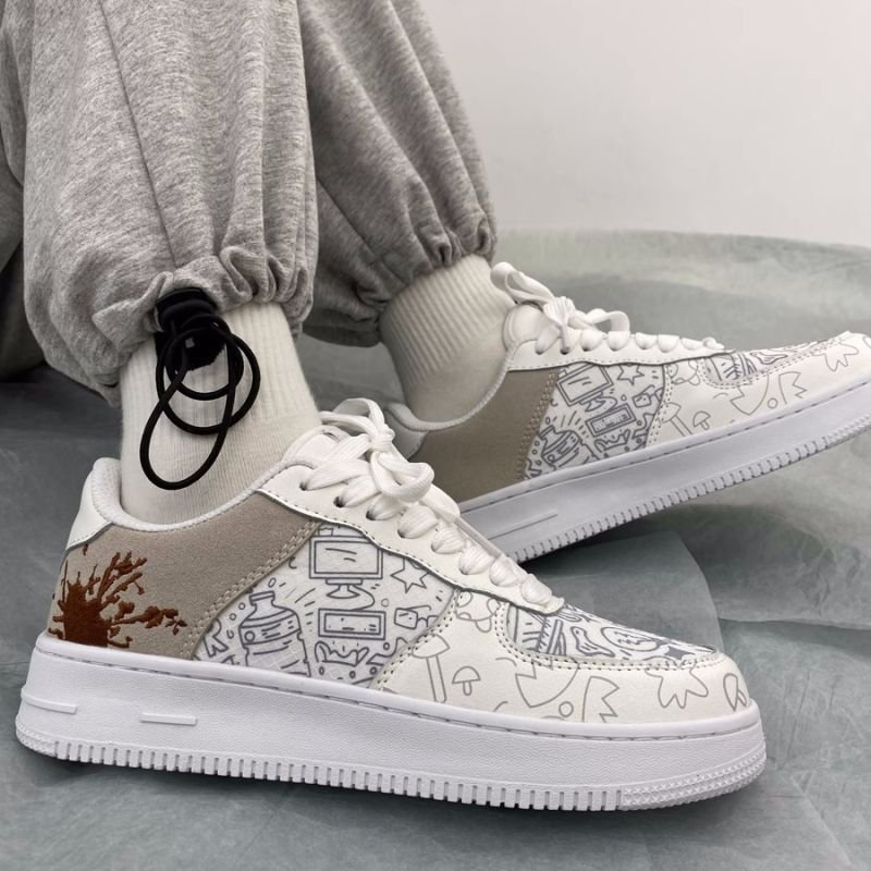 画像3: Men's graffiti embroidered skate shoes LACE-UP SNEAKERS shoes  ユニセックス男女兼用グラフィティ エンブロイダリーレースアップ スニーカー カジュアル シューズ (3)