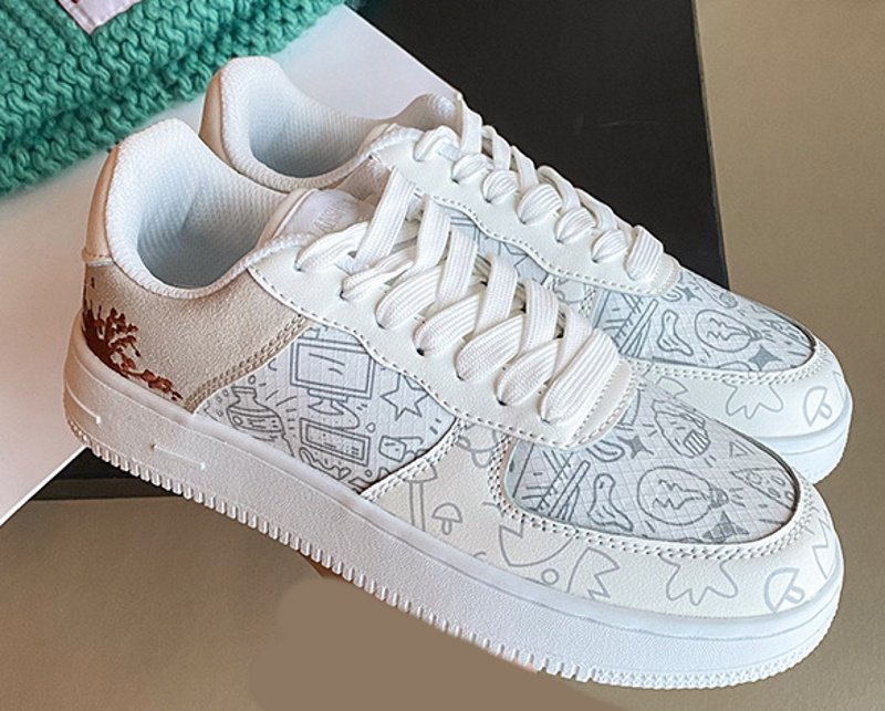 画像2: Men's graffiti embroidered skate shoes LACE-UP SNEAKERS shoes  ユニセックス男女兼用グラフィティ エンブロイダリーレースアップ スニーカー カジュアル シューズ (2)