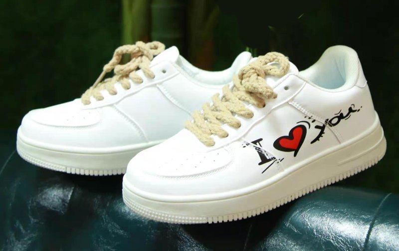 画像3: Men's I LOVE YOUHeart LACE-UP SNEAKERS shoes  ユニセックス男女兼用I LOVE YOUハートレザーレースアップ スニーカー カジュアル シューズ (3)