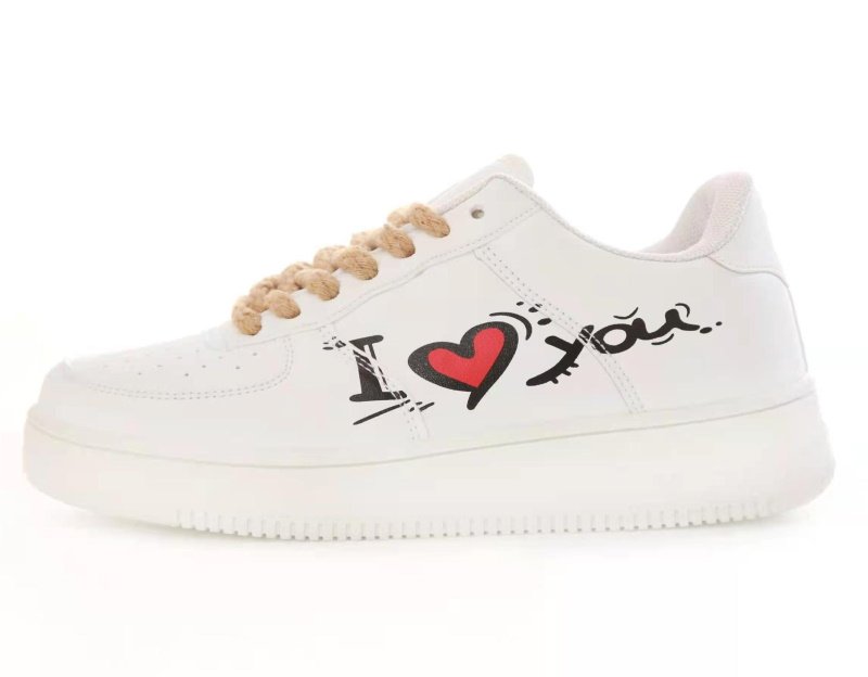 画像4: Men's I LOVE YOUHeart LACE-UP SNEAKERS shoes  ユニセックス男女兼用I LOVE YOUハートレザーレースアップ スニーカー カジュアル シューズ (4)