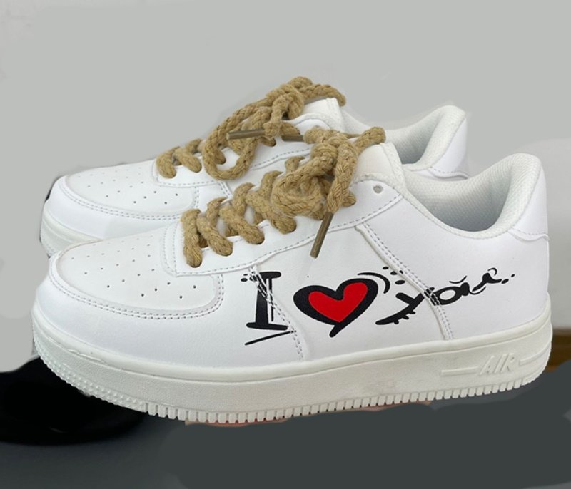 画像2: Men's I LOVE YOUHeart LACE-UP SNEAKERS shoes  ユニセックス男女兼用I LOVE YOUハートレザーレースアップ スニーカー カジュアル シューズ (2)
