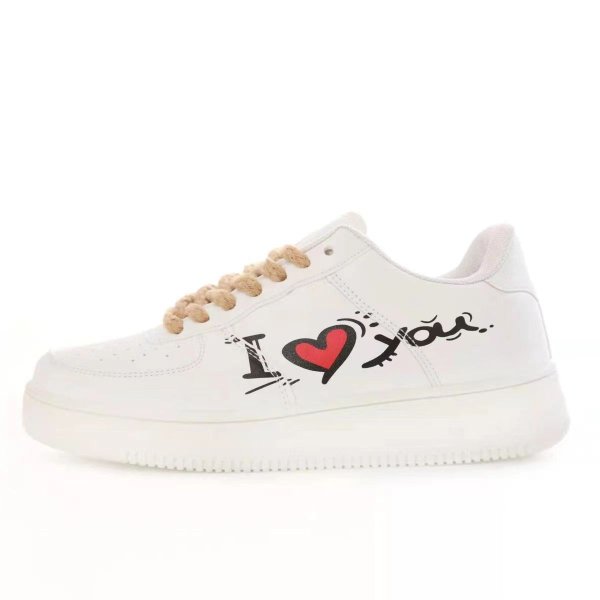 画像1: Men's I LOVE YOUHeart LACE-UP SNEAKERS shoes 　ユニセックス男女兼用I LOVE YOUハートレザーレースアップ スニーカー カジュアル シューズ (1)