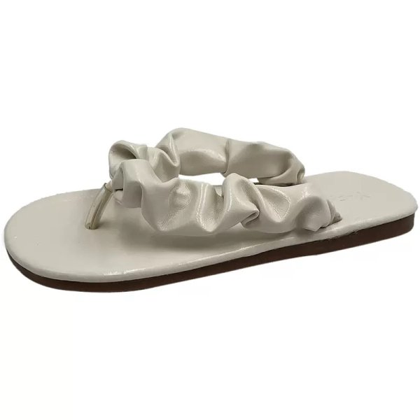 画像1: Leather scrunchie thong flat sandals sslippers  フラットレザークシュクシュトングサンダル  スリッパ (1)