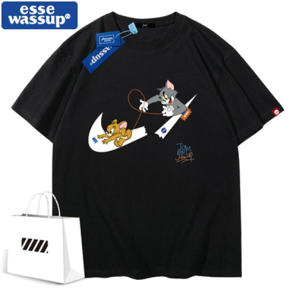 23 Tom and Jerry Broken swoosh Tshirts ユニセックス 男女兼用
