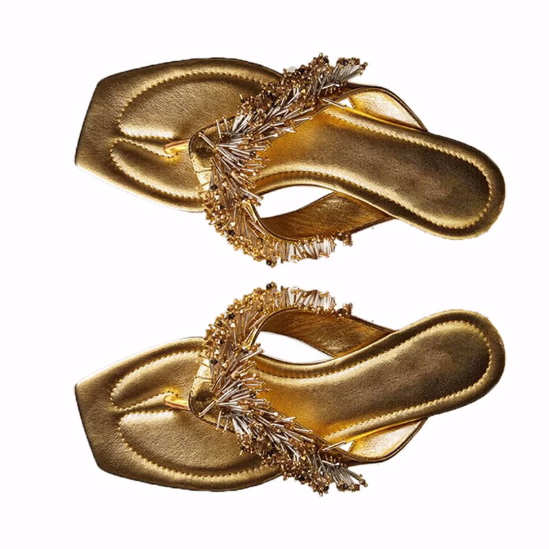 画像2: Beaded Retro Nail Drill sandals slippers 　ネイルドリルビーズトングサンダル  スリッパ (2)