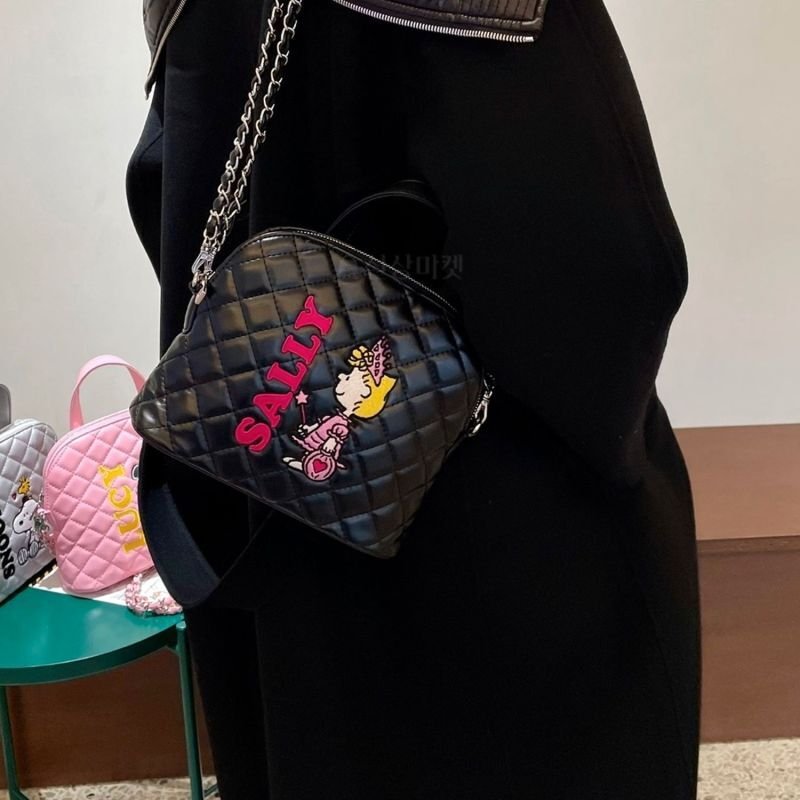 画像5: snoopy family quilted tote shoulder bag Messenger bag  ユニセックス スヌーピーファミリー キルティング トートショルダーバック ママバッグ (5)