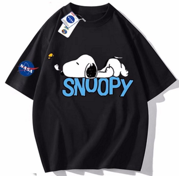 画像1: Sleeping Snoopy x NASA Print Tshirts  ユニセックス 男女兼用 スリーピングスヌーピー×ナサNASAロゴプリント Tシャツ (1)