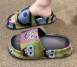 画像5: spongebobasymmetric  flat sandals slippers 　男女兼用ユニセックス スポンジボブ非対称プリントサンダル  スリッパ (5)