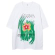 画像3: flower embroidery Short Sleeve T-shirt 　ユニセックス 男女兼用フローラル刺繍半袖Tシャツ (3)