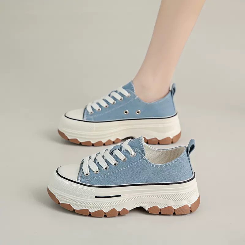 画像15: Women's  Thick bottom canvas lace-up sneakers 　厚底キャンバスレースアップスニーカー (15)