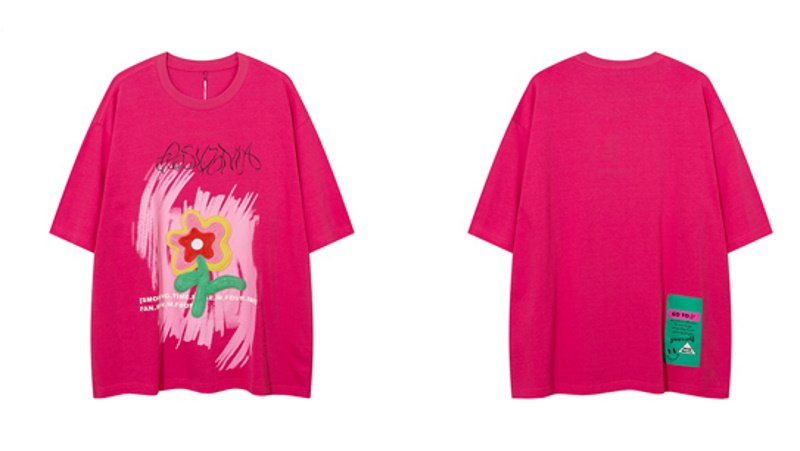 画像5: flower embroidery Short Sleeve T-shirt 　ユニセックス 男女兼用フローラル刺繍半袖Tシャツ (5)