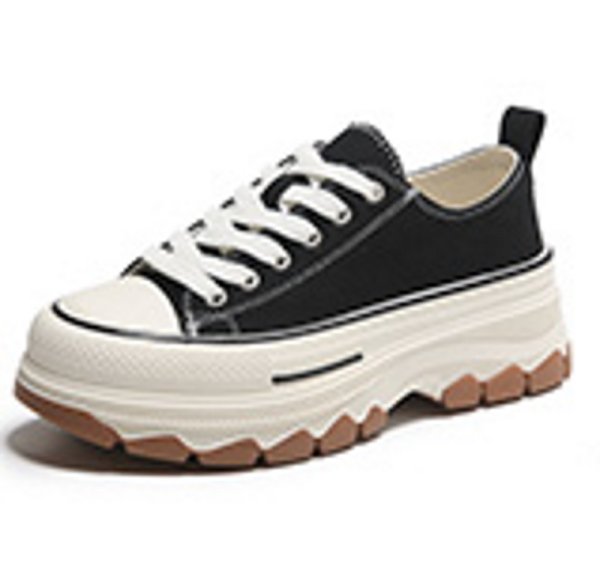 画像1: Women's  Thick bottom canvas lace-up sneakers 　厚底キャンバスレースアップスニーカー (1)